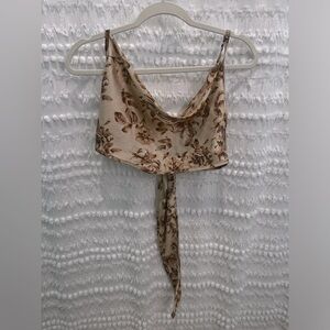 Sz S. SHEIN. Cute Tan flowered crop top with tie in back. Gently worn